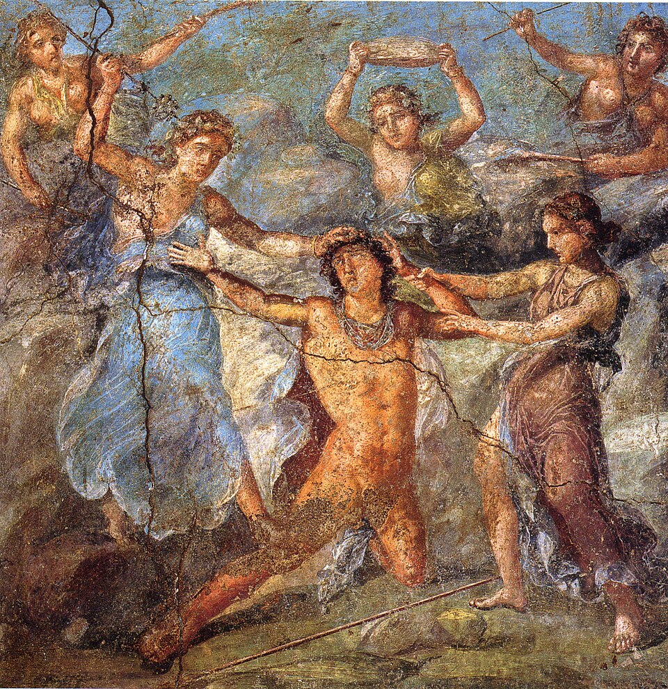 Penthée mis en pièces par les Bacchantes, fresque de Pompéi